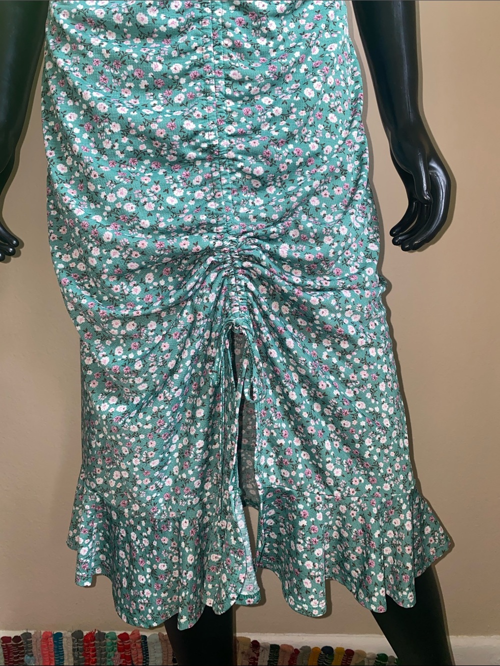 Liberty Love Teal Ruched Floral Maxi Dress - Picture 9 of 12